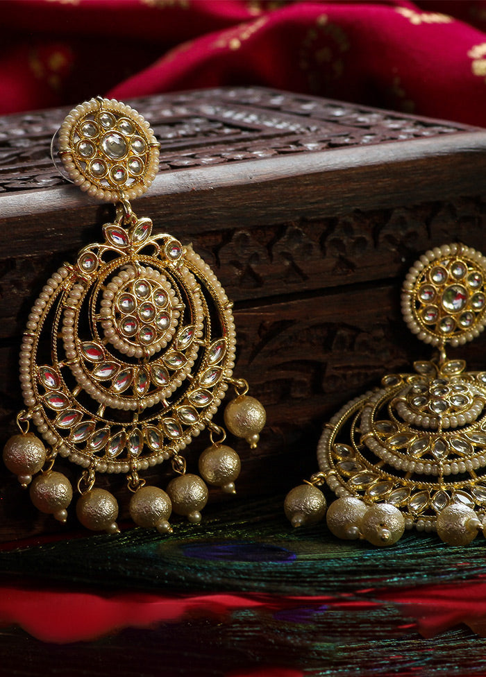 Gold Toned Stone Studded Earrings - Indian Silk House Agencies