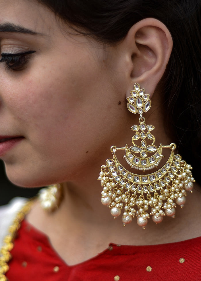 Gold Toned Stone Studded Earrings - Indian Silk House Agencies