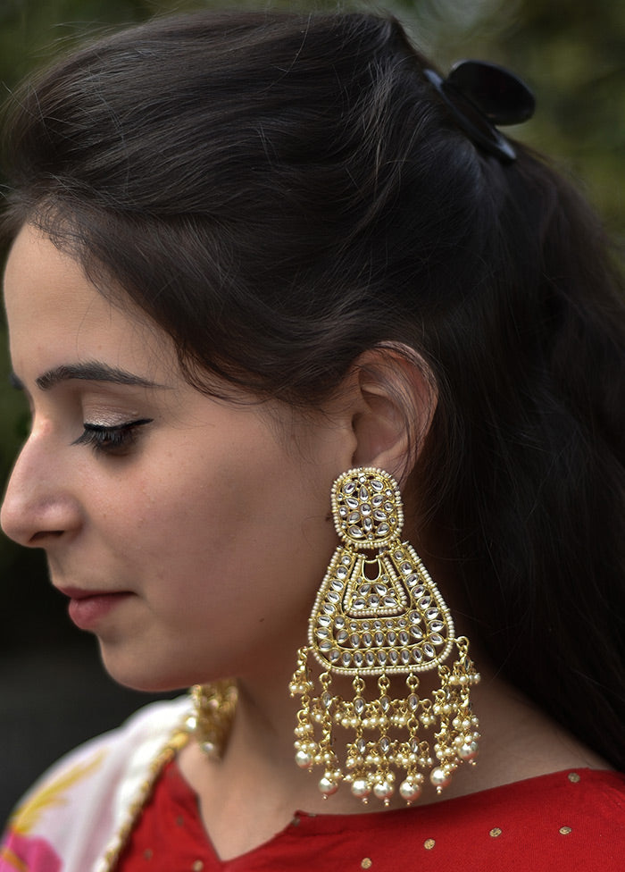 Gold Toned Stone Studded Earrings - Indian Silk House Agencies