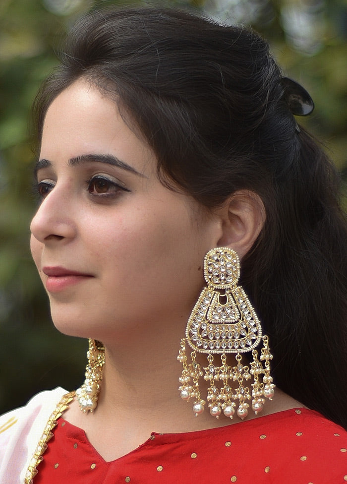 Gold Toned Stone Studded Earrings - Indian Silk House Agencies