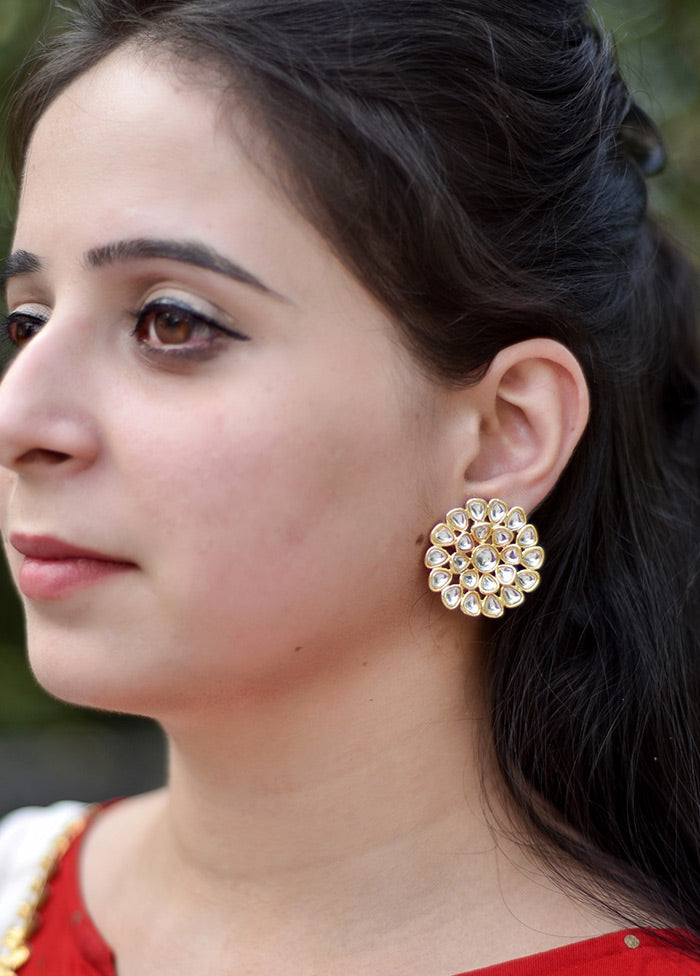 Gold Toned Stone Studded Earrings - Indian Silk House Agencies