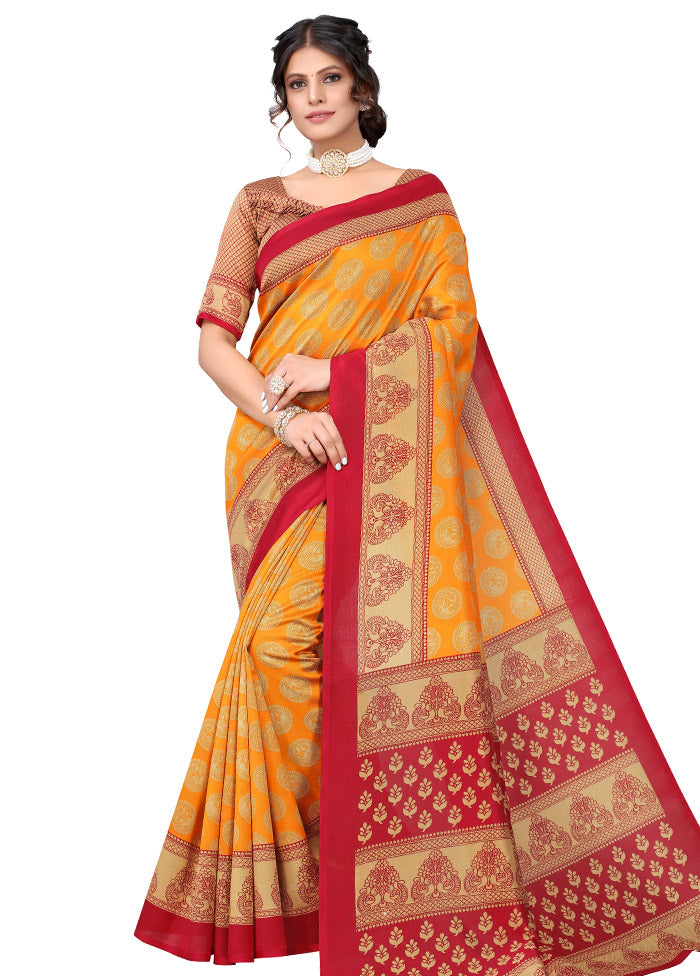 Mustard Spun Silk Woven Saree With Blouse Piece - Indian Silk House Agencies