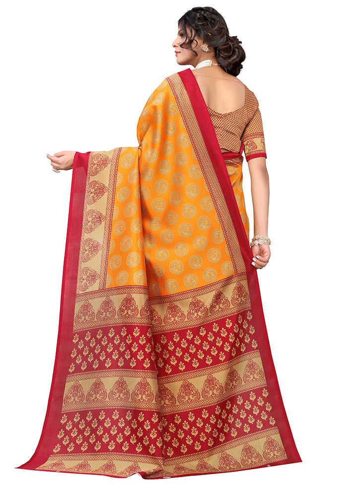 Mustard Spun Silk Woven Saree With Blouse Piece - Indian Silk House Agencies