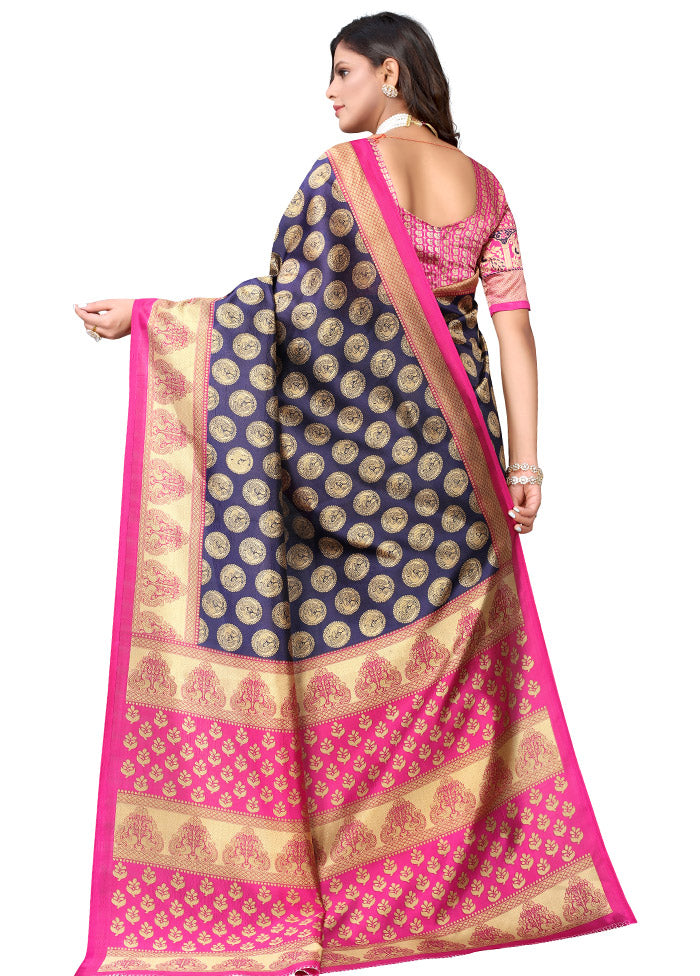 Dark Blue Spun Silk Woven Saree With Blouse Piece - Indian Silk House Agencies