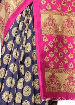 Dark Blue Spun Silk Woven Saree With Blouse Piece - Indian Silk House Agencies