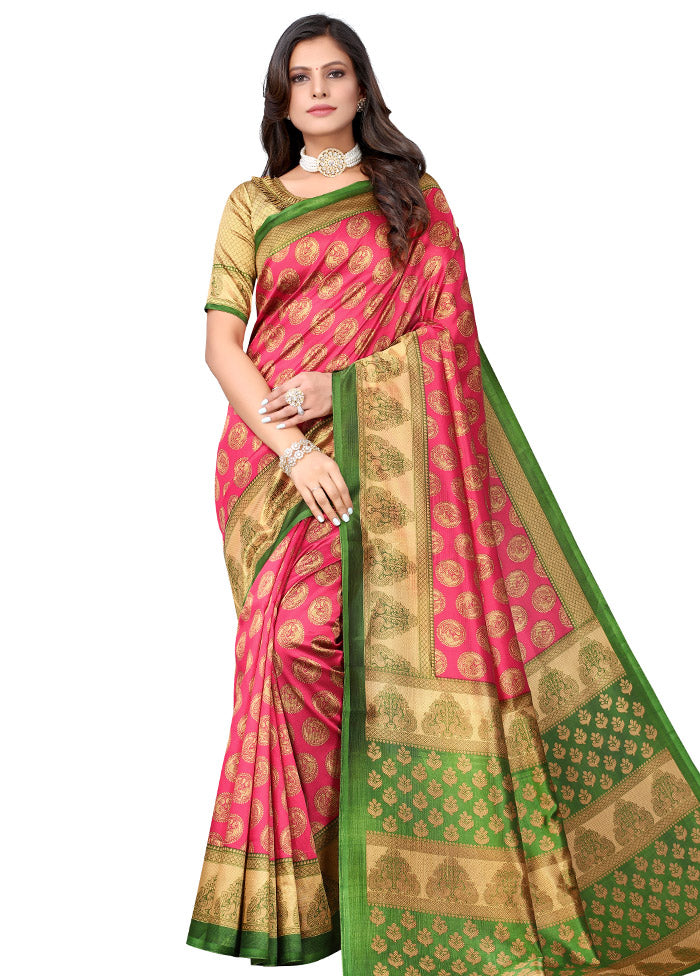 Pink Spun Silk Woven Saree With Blouse Piece - Indian Silk House Agencies