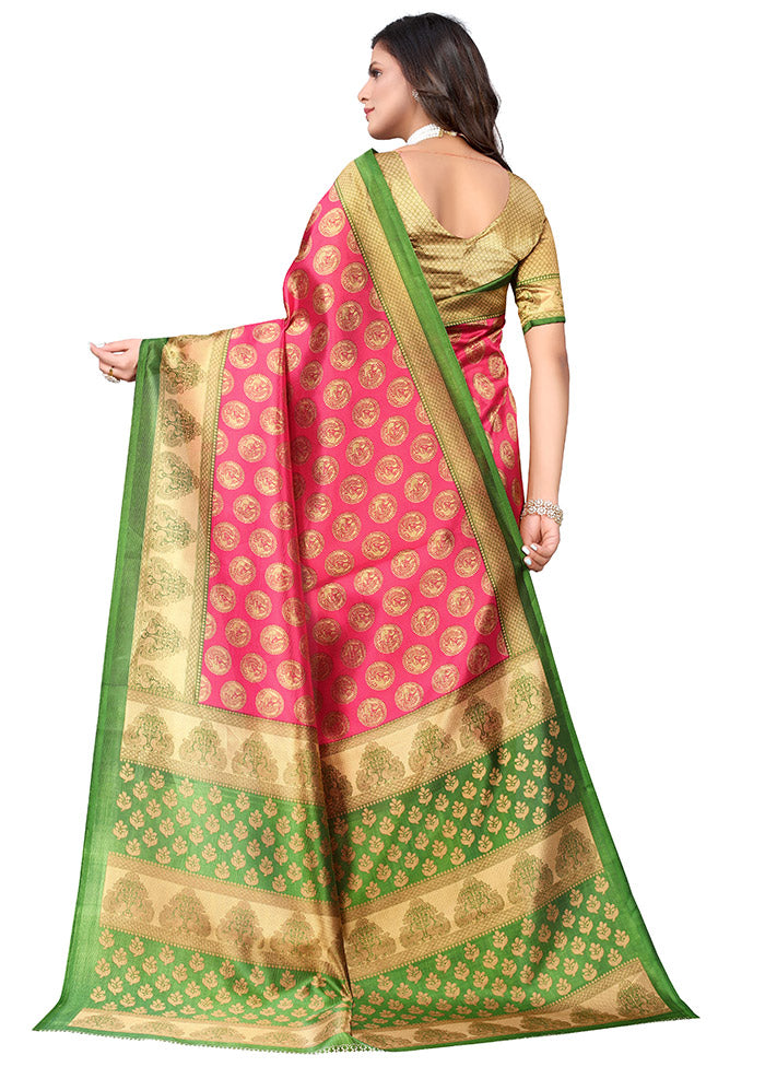 Pink Spun Silk Woven Saree With Blouse Piece - Indian Silk House Agencies