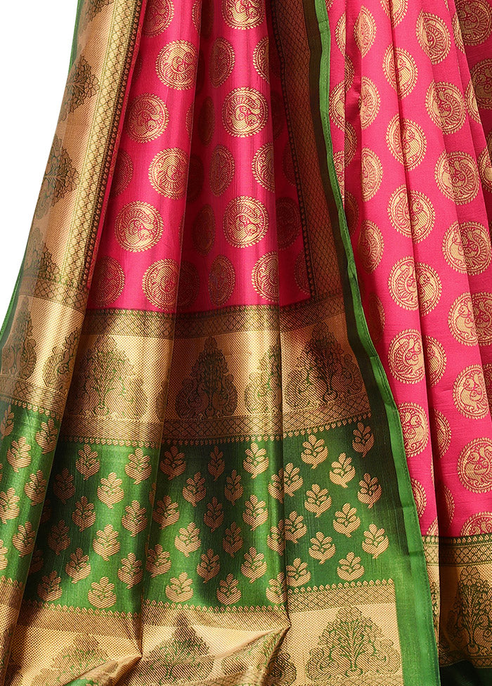 Pink Spun Silk Woven Saree With Blouse Piece - Indian Silk House Agencies