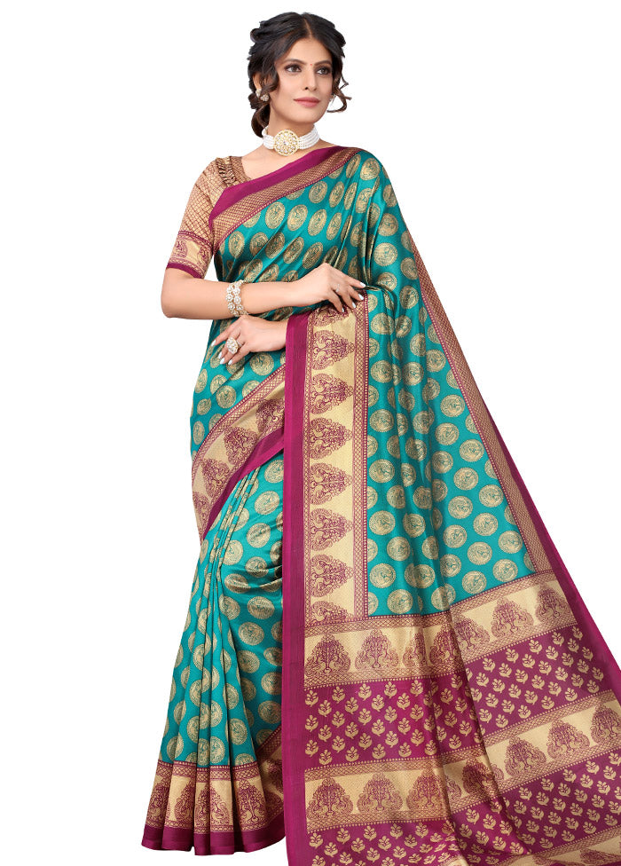 Light Blue Spun Silk Woven Saree With Blouse Piece - Indian Silk House Agencies