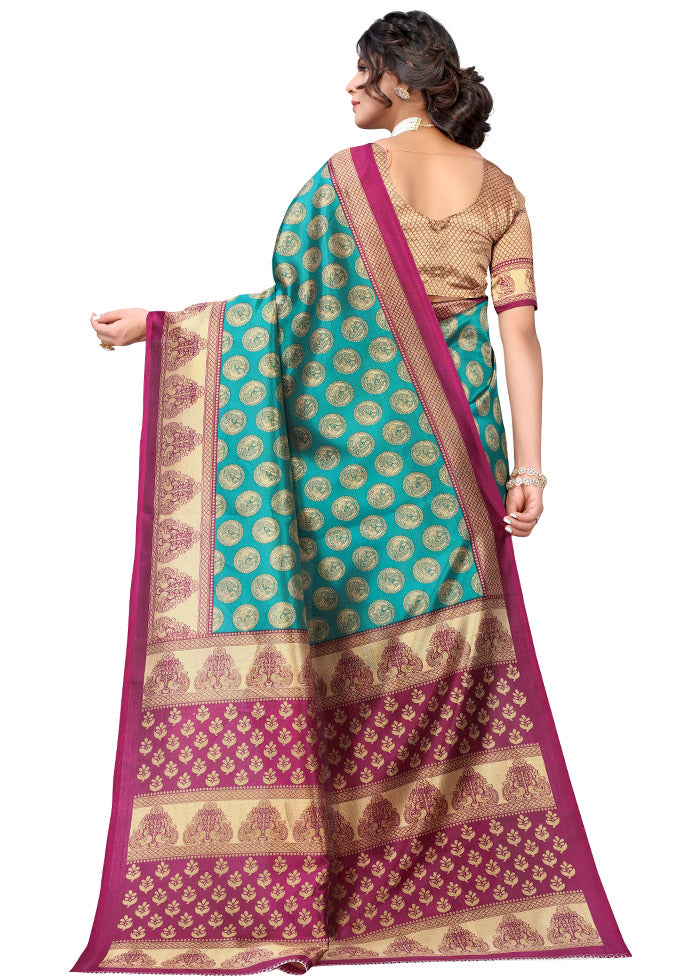 Light Blue Spun Silk Woven Saree With Blouse Piece - Indian Silk House Agencies