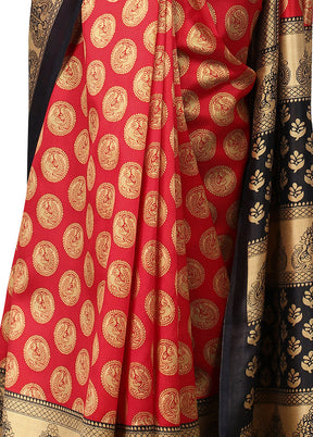 Red Spun Silk Woven Saree With Blouse Piece - Indian Silk House Agencies