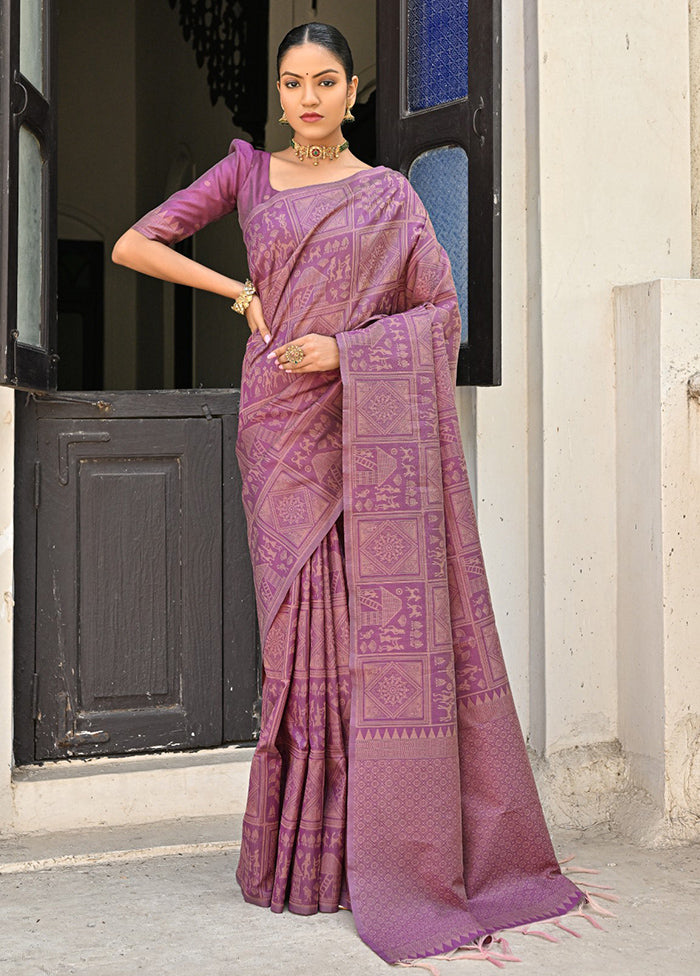 Wine Dupion Silk Saree With Blouse Piece