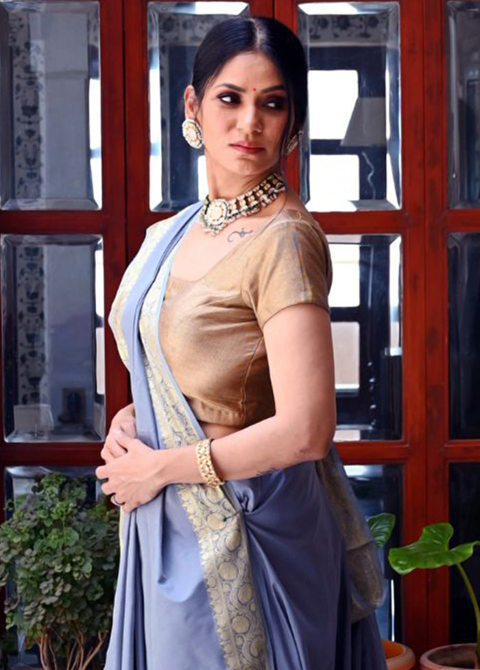 Grey Silk Saree With Blouse Piece - Indian Silk House Agencies