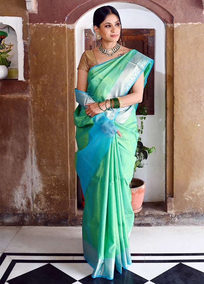 Green Silk Saree With Blouse Piece - Indian Silk House Agencies