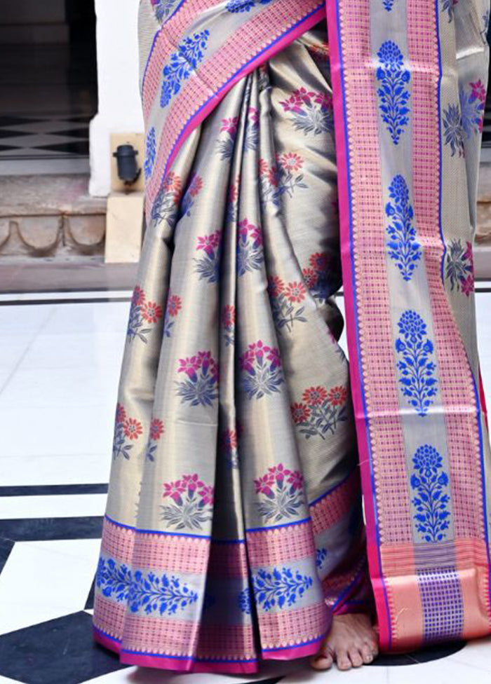 Cream Silk Saree With Blouse Piece - Indian Silk House Agencies