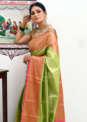 Green Silk Saree With Blouse Piece - Indian Silk House Agencies