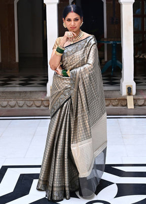 Silver Silk Saree With Blouse Piece - Indian Silk House Agencies