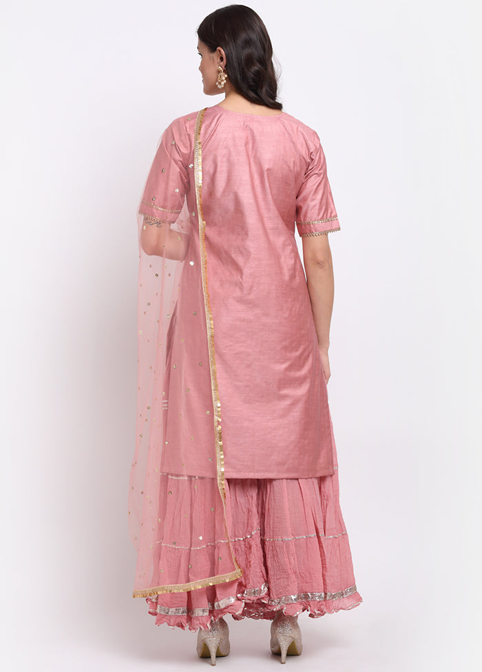 Pink 3 Pc Silk Suit Set With Dupatta VDANO001280775 - Indian Silk House Agencies