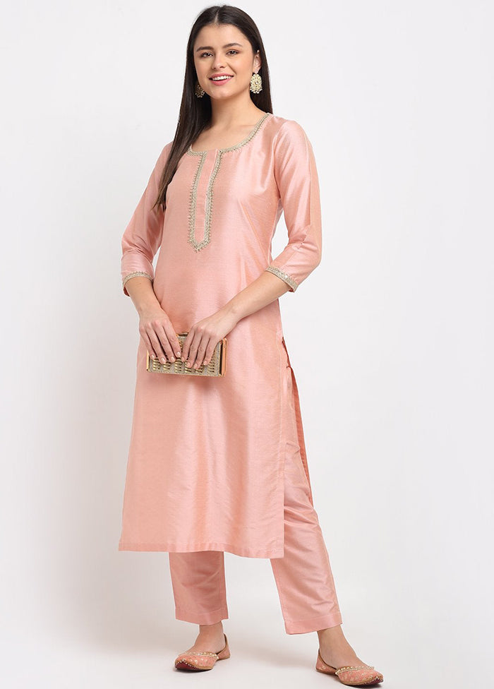 2 Pc Peach Straight Readymade Cotton Kurti Set VDANO001280761 - Indian Silk House Agencies