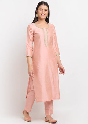 2 Pc Peach Straight Readymade Cotton Kurti Set VDANO001280761 - Indian Silk House Agencies