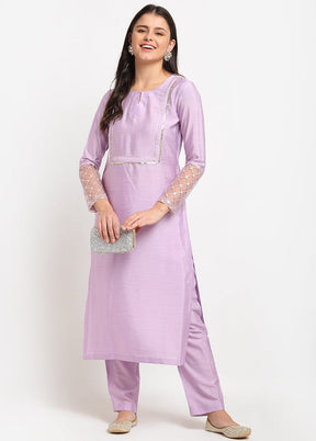 2 Pc Purple Straight Cotton Kurti Set VDANO001280763 - Indian Silk House Agencies