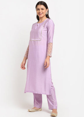 2 Pc Purple Straight Cotton Kurti Set VDANO001280763 - Indian Silk House Agencies