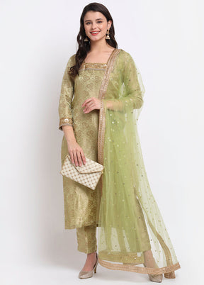 Green 3 Pc Silk Suit Set With Dupatta VDANO001280772 - Indian Silk House Agencies