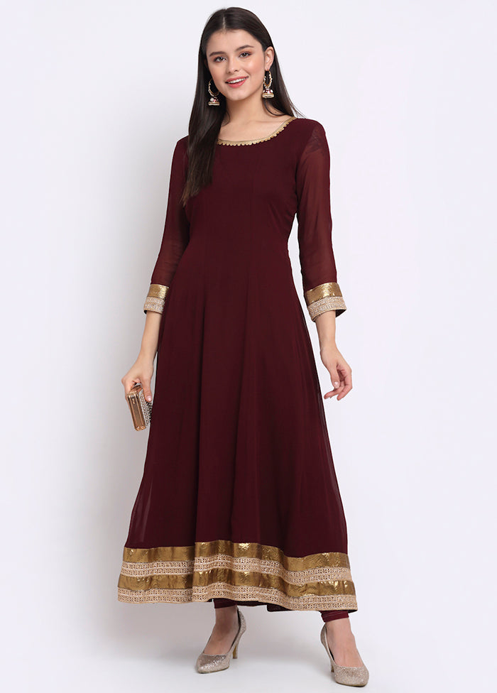 2 Pc Wine Anarkali Readymade Georgette Kurti Set VDANO001280756 - Indian Silk House Agencies