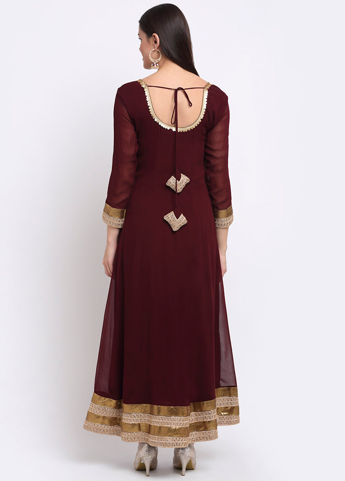 2 Pc Wine Anarkali Readymade Georgette Kurti Set VDANO001280756 - Indian Silk House Agencies