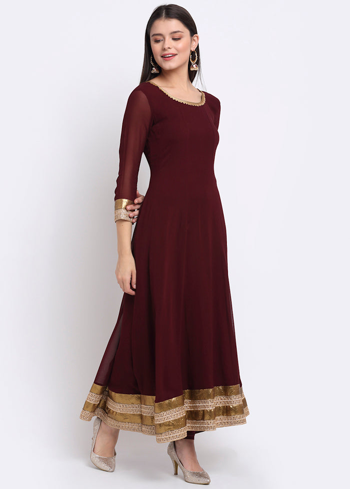 2 Pc Wine Anarkali Readymade Georgette Kurti Set VDANO001280756 - Indian Silk House Agencies