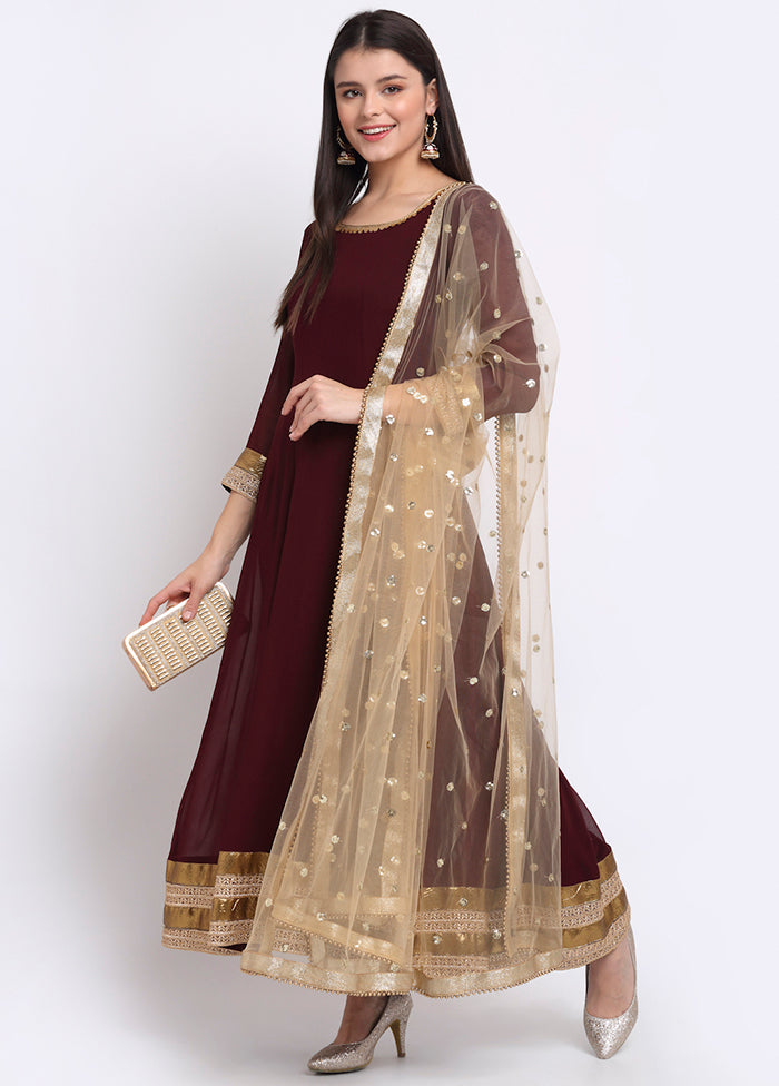 Wine 3 Pc Readymade Georgette Suit Set With Dupatta VDANO001280757 - Indian Silk House Agencies