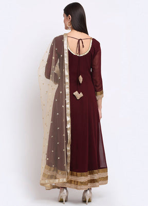 Wine 3 Pc Readymade Georgette Suit Set With Dupatta VDANO001280757 - Indian Silk House Agencies