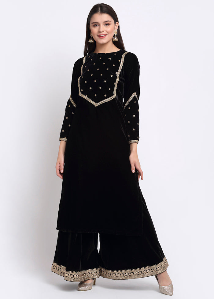 Black 2 Pc Readymade Velvet Kurti Set VDANO001280749 - Indian Silk House Agencies