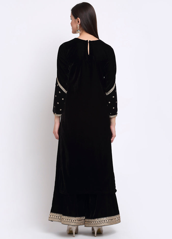 Black 2 Pc Readymade Velvet Kurti Set VDANO001280749 - Indian Silk House Agencies