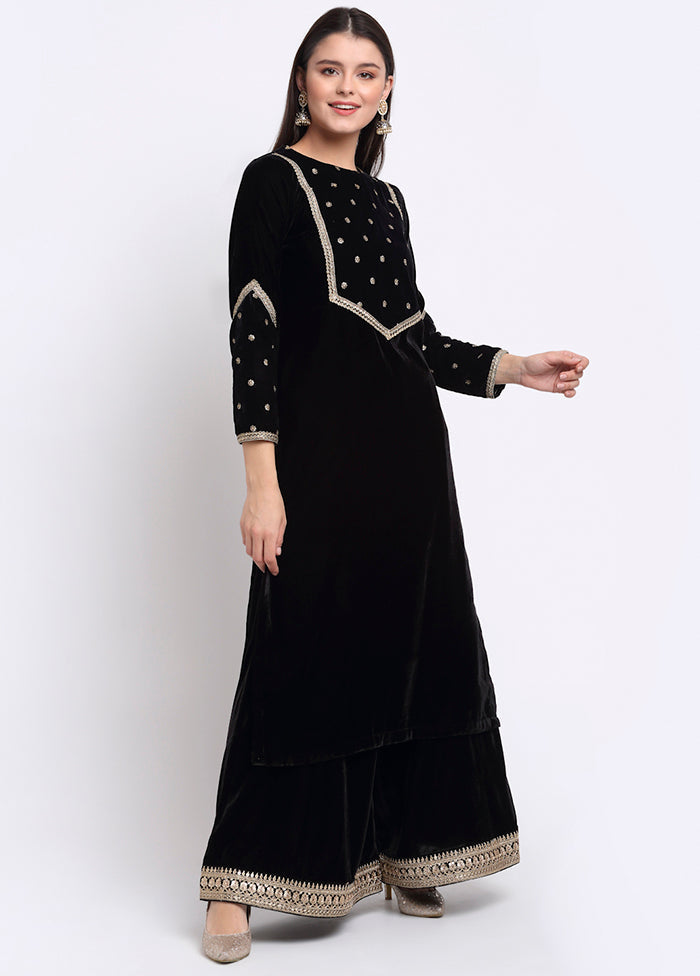 Black 2 Pc Readymade Velvet Kurti Set VDANO001280749 - Indian Silk House Agencies