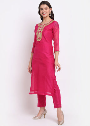 2 Pc Pink Straight Readymade Silk Kurti Set VDANO001280751 - Indian Silk House Agencies