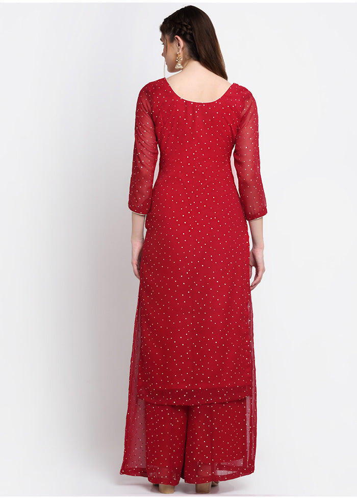 2 Pc Red Readymade Georgette Kurti Set VDANO2903262 - Indian Silk House Agencies