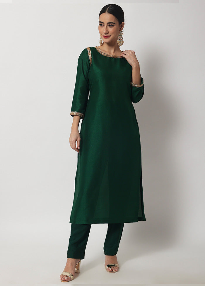 2 Pc Green Readymade Silk Kurti Set VDANO2903270 - Indian Silk House Agencies