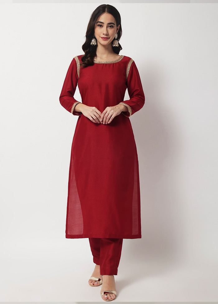 2 Pc Maroon Readymade Silk Kurti Set VDANO2903275 - Indian Silk House Agencies