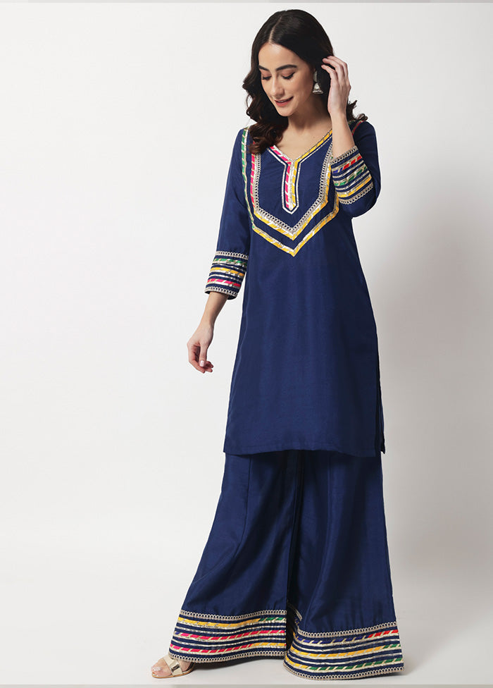 2 Pc Navy blue Readymade Silk Kurti Set VDANO2903277 - Indian Silk House Agencies