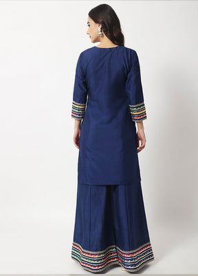 2 Pc Navy blue Readymade Silk Kurti Set VDANO2903277 - Indian Silk House Agencies