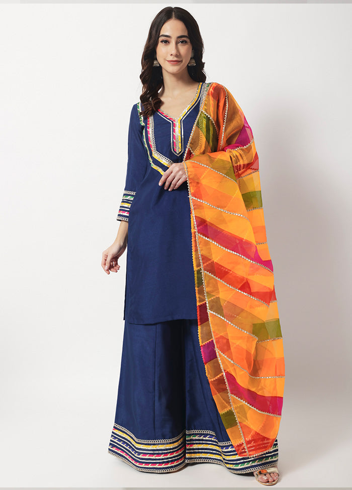 3 Pc Navy blue Suit Set With Dupatta VDANO2903278 - Indian Silk House Agencies