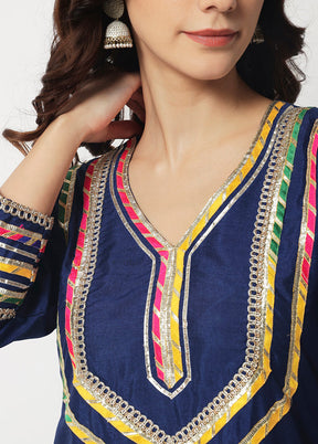 3 Pc Navy blue Suit Set With Dupatta VDANO2903278 - Indian Silk House Agencies
