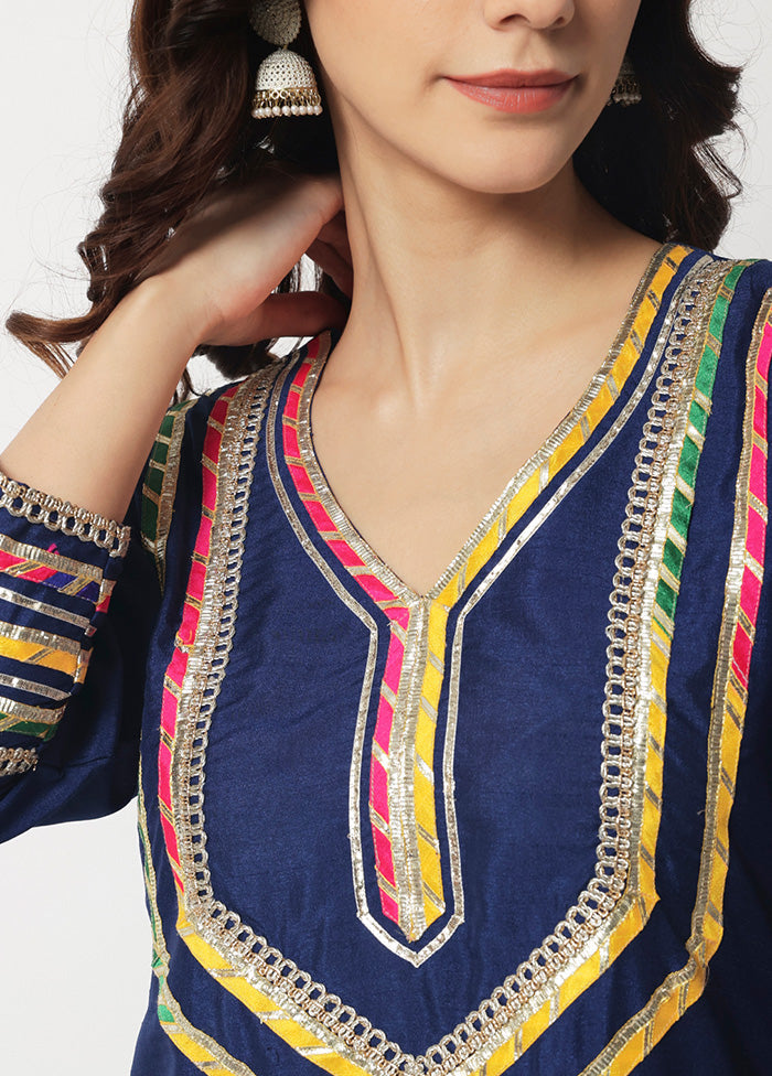 3 Pc Navy blue Suit Set With Dupatta VDANO2903278 - Indian Silk House Agencies