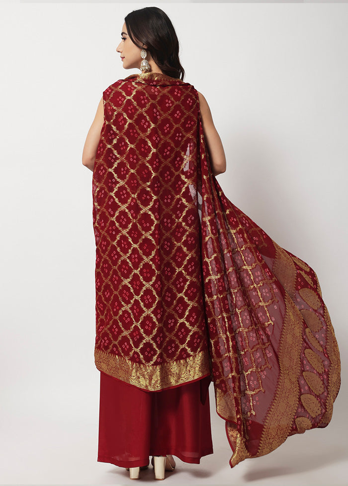 3 Pc Maroon Readymade Suit Set With Dupatta VDANO2903281 - Indian Silk House Agencies