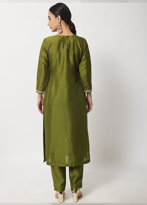 2 Pc Olive green Readymade Silk Kurti Set VDANO2903282 - Indian Silk House Agencies