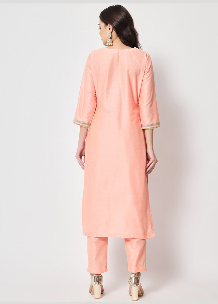 2 Pc Peach Readymade Cotton Kurti Set VDANO2903380 - Indian Silk House Agencies