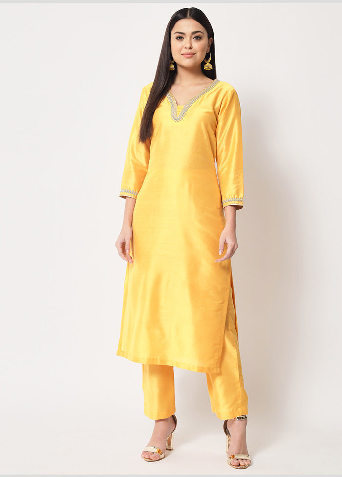 2 Pc Mustard Readymade Cotton Kurti Set VDANO2903384 - Indian Silk House Agencies