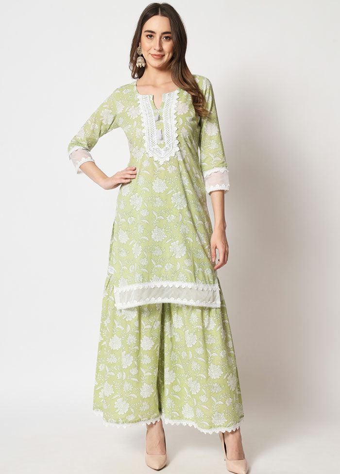 2 Pc Green Embroidered Cotton Kurti Set VDANO05052026 - Indian Silk House Agencies