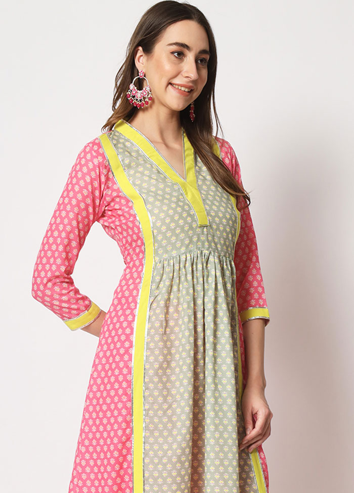 2 Pc Pink Readymade Printed Cotton Kurti Set VDANO05052030 - Indian Silk House Agencies